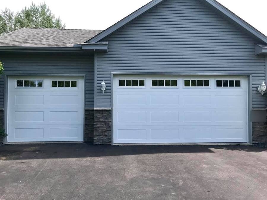 White garage doors with window inserts